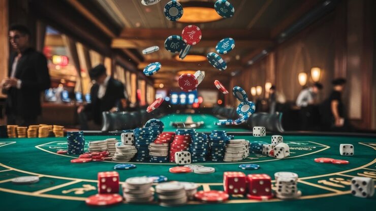 Live dealer blackjack table with multiple camera angles